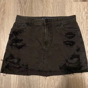 black jean mini skirt